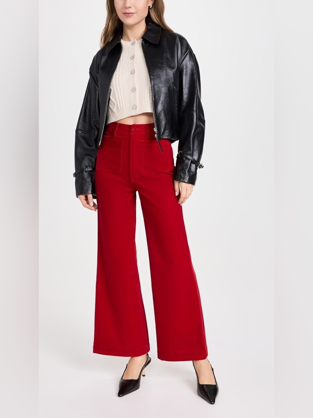 ROLLA'S Ruby Red Velvet Wide Leg Sailor Pant